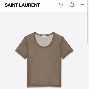Saint Laurent YSL Oversized Sheer U-Neck Tshirt